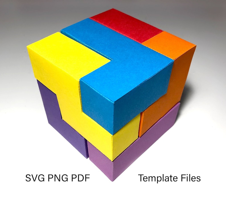Papercraft Template Cube Puzzle PNG PDF SVG for Etsy Papercraft Template Cube Puzzle PNG PDF SVG for Etsy