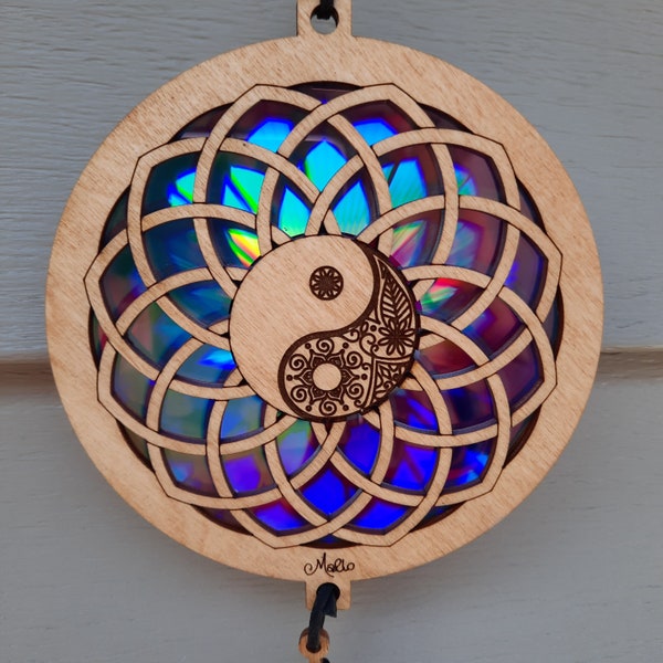 Yin Yang Suncatcher | Sacred Geometry| Repurposing DVDs | Laser Cut File | SVG, PDF, EPS | Digital File