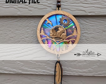 Bike Suncatcher Laser Cut File | DVD Repurposing (svg, pdf, eps) (Digital File)
