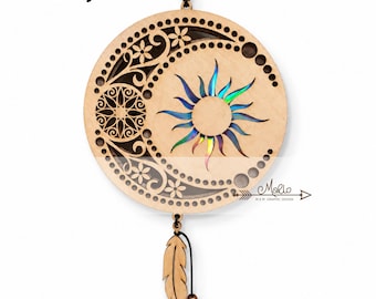 Moon Sun Suncatcher |  Repurposing DVDs | Laser Cut File | SVG, PDF, EPS | Digital File