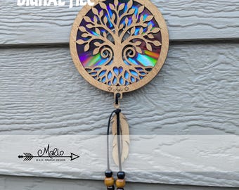 Tree of Life Suncatcher Laser Cut File | Repurposed DVD (svg, pdf, eps - Digital File)