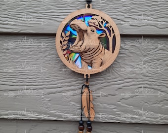 Baby Hippo Suncatcher |  Repurposing DVDs | Laser Cut File | SVG, PDF, EPS | Digital File