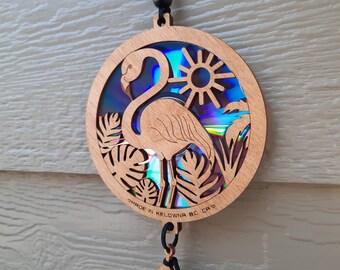 The Flamingo Suncatcher |  Repurposing DVDs | Laser Cut File | SVG, PDF, EPS | Digital File