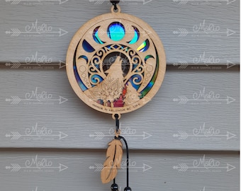 Wolf Moon Phases Suncatcher Laser Cut File (SVG, PDF, EPS)