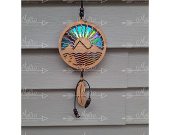Mountain Sunset Suncatcher Laser Cut File | Repurposed DVD (svg, dxf, eps) (Digital File)