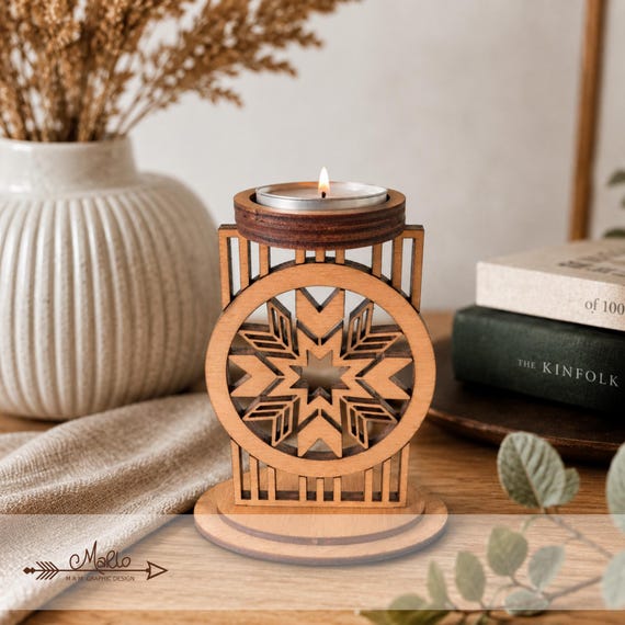 Native Star Tea Candle Holder Digital File (SVG, PDF, EPS)