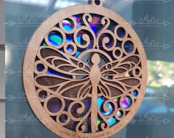 Digital File Dragonfly Suncatcher |  Repurposing DVDs | Laser Cut File | SVG, PDF, EPS | Digital File