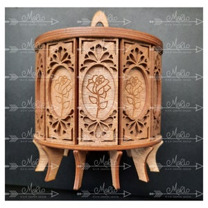 Digital File Rose Round Box Laser cut File  - SVG, PDF, EPS  Instant Download