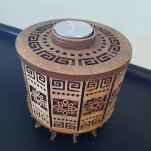 Laser Cut Round Box with Tea Candle Lid SVG PDF (Digital Download)