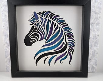 3D Zebra Shadow Box SVG: Layered Paper Cut Files (Digital Download)