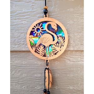 Digital File The Flamingo Suncatcher |  Repurposing DVDs | Laser Cut File | SVG, PDF, EPS | Digital File