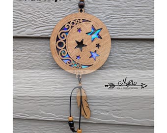 Quarter Moon Stars Suncatcher Laser Cut File (SVG, PDF, EPS)