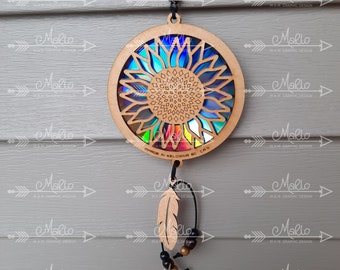 Digital File Sunflower Suncatcher |  Repurposing DVDs | Laser Cut File | SVG, PDF, EPS | Digital File