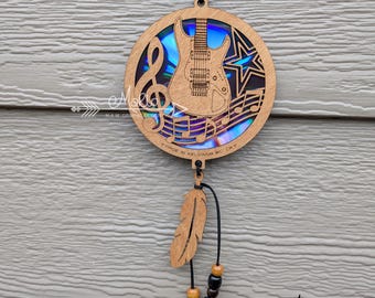 Guitar Suncatcher Laser Cut File | Repurposed DVD (svg, pdf, eps) Digital File