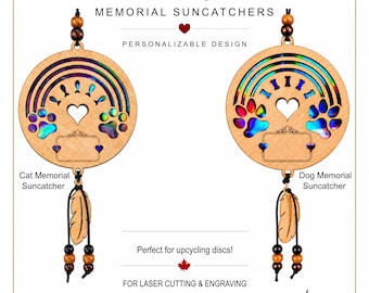 Dog & Cat Memorial Suncatchers | Set of 4 | Personalize | Laser Cut File | DVD Repurpose (svg, pdf, eps) (Digital File)