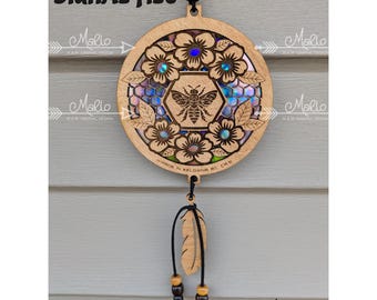 Bee & Apple Blossom Suncatcher Laser Cut File (SVG, PDF, EPS)