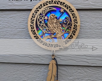 Archivo digital Raven Suncatcher / Reutilización de DVD / Archivo de corte de 3 capas / SVG, EPS, PDF /