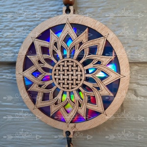 Digital File Sunflower Weave Suncatcher |  Repurposing DVDs | Laser Cut File | SVG, PDF, EPS | Digital File