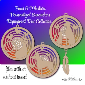 Digital File Paws & Whiskers Personalized Suncatchers Repurposed Disc Collection | Laser Cut File | SVG, PDF, EPS | Digital Files