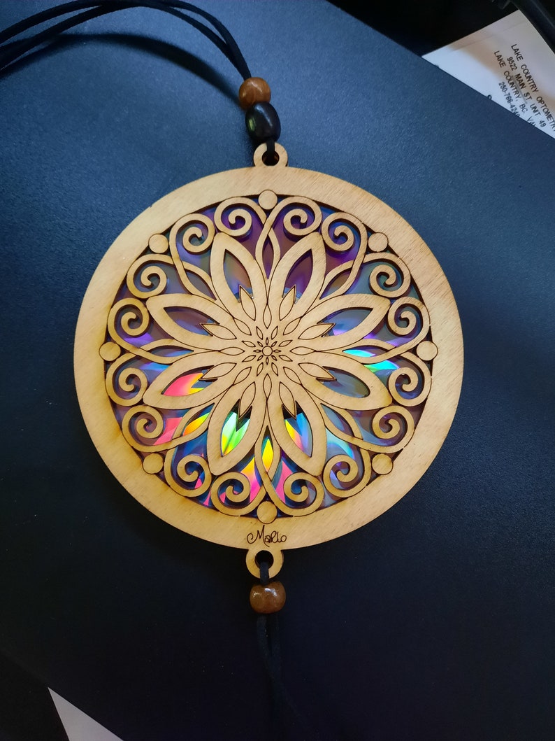 Suncatcher Flower Laser Cut Wood Etsy