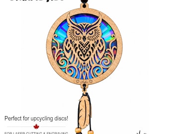 Owl Suncatcher |  Repurposing DVDs | Laser Cut File | SVG, PDF, EPS | Digital File