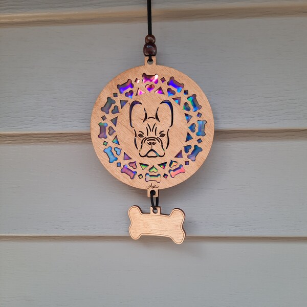 French Bulldog Suncatcher |  Dog |Repurposing DVDs | Laser Cut File | SVG, PDF, EPS | Digital File