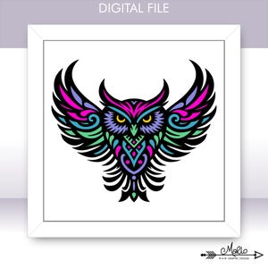 Arquivo digital Coruja em voo | Caixa de sombra | Arquivos de papel recortados em camadas 3D | SVG, EPS | Arquivos prontos para laser | Arquivos prontos para corte Cricut
