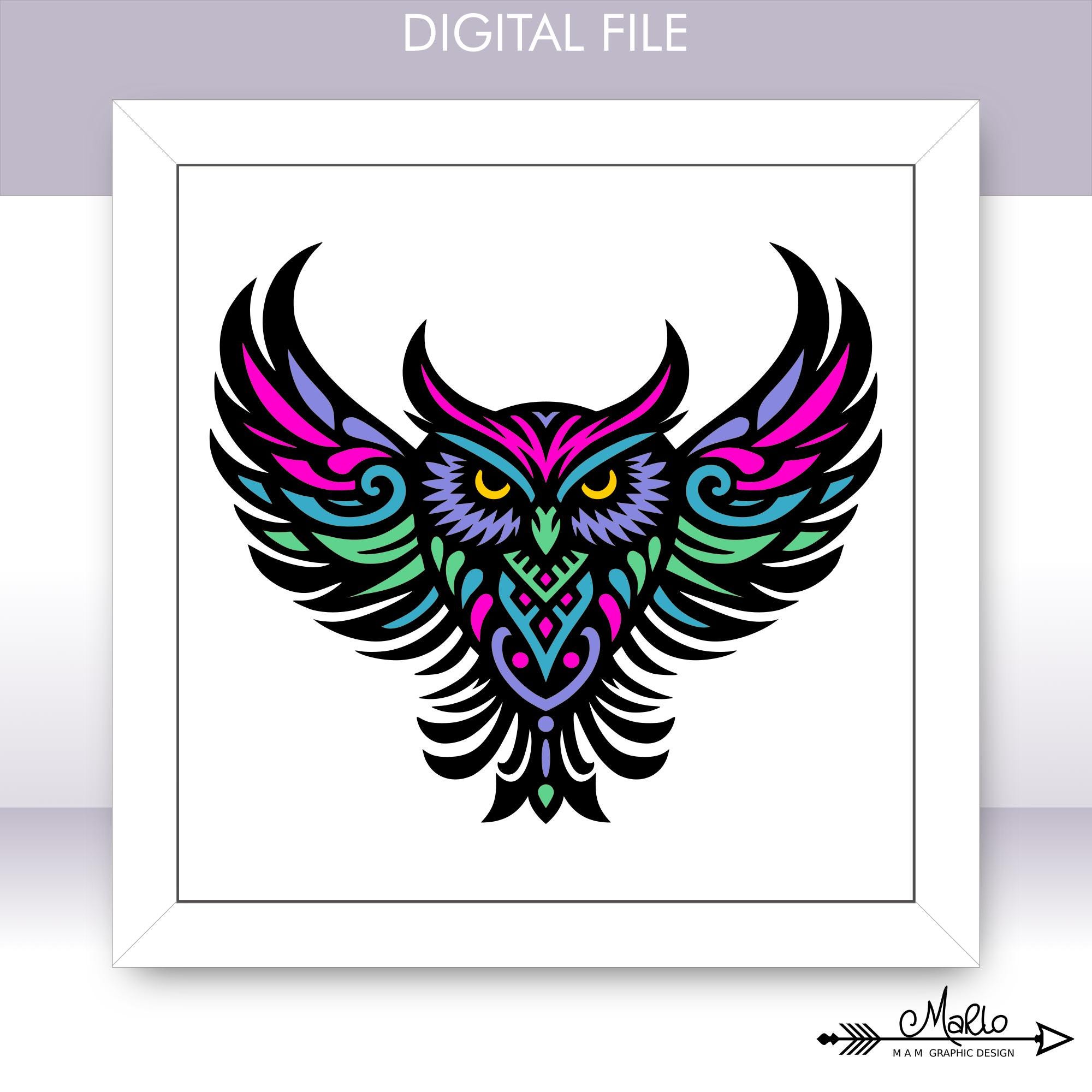 3D Layered Owl Paper Cut Files: Shadow Box SVG, EPS (Digital File)
