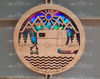 Digital File Camping Travel Trailer Suncatcher |  Repurposing DVDs | Laser Cut File | SVG, PDF, EPS | Digital File