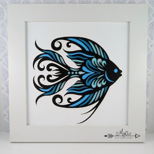 Fichier numérique 3D Poisson-ange fantaisie | Boîte d'ombre | Fichiers 3D en couches découpées en papier | SVG, EPS | Fichiers prêts pour le laser | Fichiers prêts pour la découpe Cricut