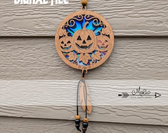 Pumpkin Heads Suncatcher | Repurposing DVDs | Laser Cut File | SVG, PDF, EPS |