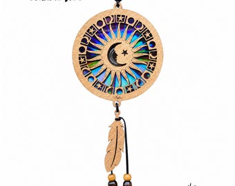 Sun Moon Stars Suncatcher Laser Cut File | Repurposed DVD (svg, pdf, eps)