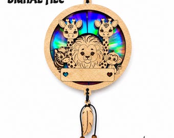 Zoo Animals Suncatcher Laser Cut File | DVD Repurpose (svg, pdf, eps) (Digital File)