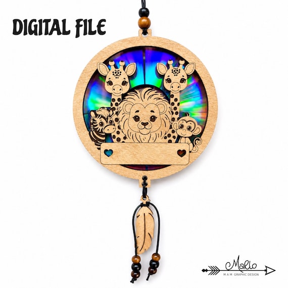 Zoo Animals Suncatcher Laser Cut File | DVD Repurpose (svg, pdf, eps) (Digital File)