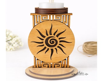 Sun Gratitude Symbol Tea Candle Holder Digital File (SVG, PDF, EPS)