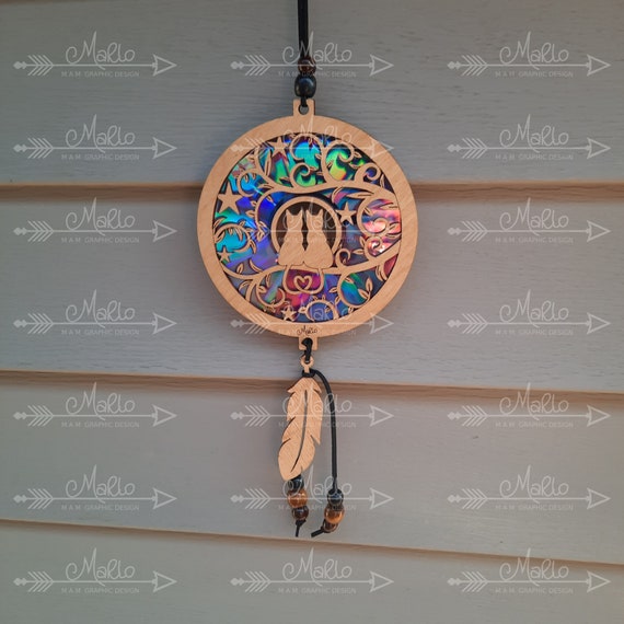 Two Cats Suncatcher Laser Cut File – DVD Repurpose Design (svg, pdf, eps)