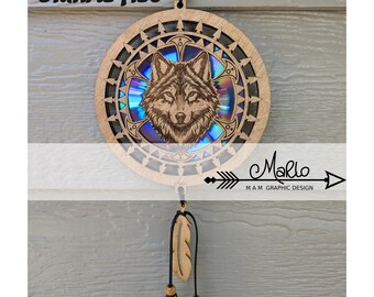 Wolf Suncatcher Laser Cut File | DVD Repurpose (svg, eps, pdf)