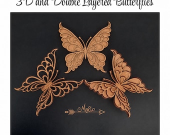 Digital File Butterfly 3D and Double Layered | Paint it | SVG, PDF, EPS | Digital Download |
