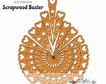 Laser Cut Mandala Hearts SVG File: Scrap Wood Design (Digital Download)