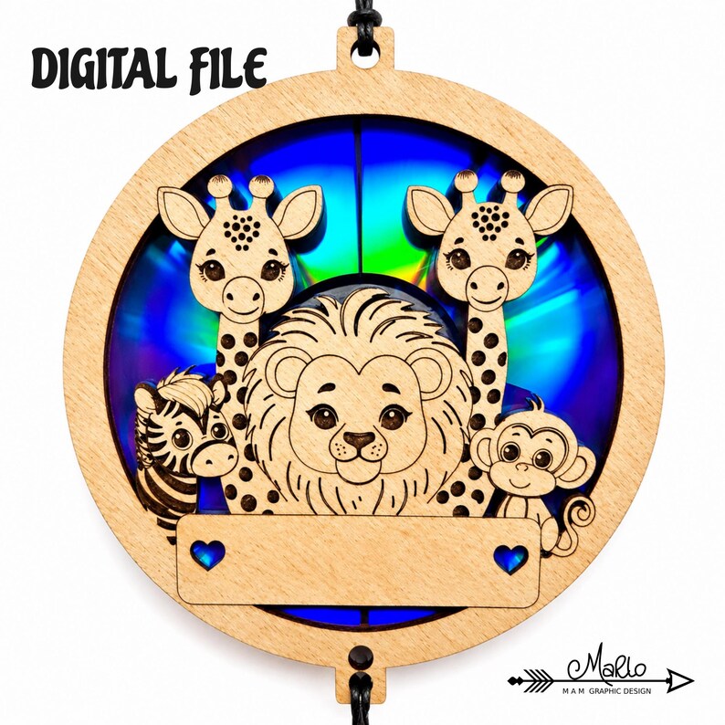 Zoo Animals Suncatcher Laser Cut File | DVD Repurpose (svg, pdf, eps) (Digital File) image 2