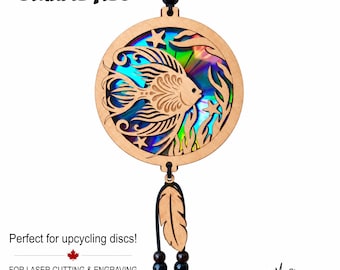 Angel Fish Suncatcher with Repurposing DVDs | Laser Cut File | SVG, PDF, EPS | Digital File