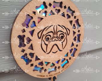 Pug Suncatcher Laser Cut File | DVD Repurposing (svg, dxf, pdf) Digital File