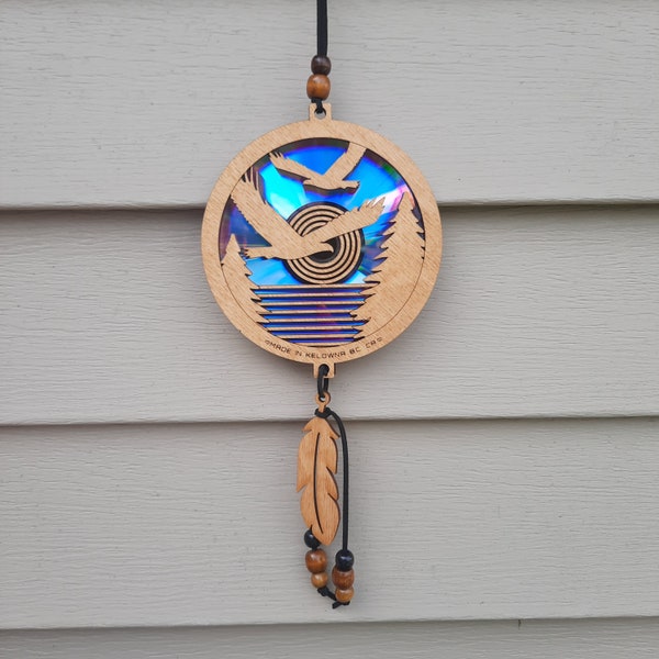 Eagles Fishing Suncatcher |  Repurposing DVDs | Laser Cut File | SVG, PDF, EPS | Digital File