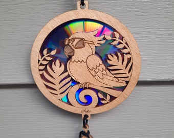 Cool Jungle Bird Suncatcher |  Repurposing DVDs | Laser Cut File | SVG, PDF, EPS | Digital File