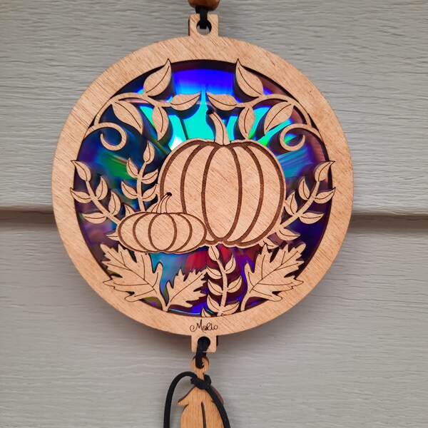 Fall Pumpkin Suncatcher |  Repurposing DVDs | Laser Cut File | SVG, PDF, EPS | Digital File