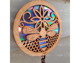 Digital File Bee Suncatcher |  Repurposing DVDs | Laser Cut File | SVG, PDF, EPS | Digital File