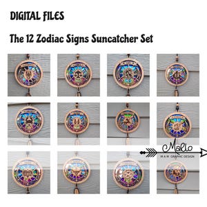 Archivos digitales Atrapasueños del Zodíaco / DVD reutilizados / Archivo cortado con láser / SVG, PDF, EPS / Símbolo astrológico
