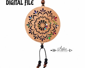Mandala Suncatcher Laser Cut File | Repurposed DVD (svg, pdf, eps) (Digital File)