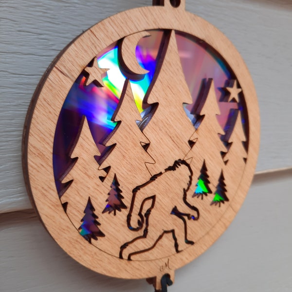 Sasquatch Suncatcher |  Repurposing DVDs | Laser Cut File | SVG, PDF, EPS | Digital File