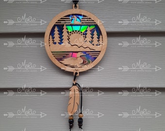 Loon on Lake Suncatcher Laser Cut File | DVD Repurposing (svg, pdf, eps)